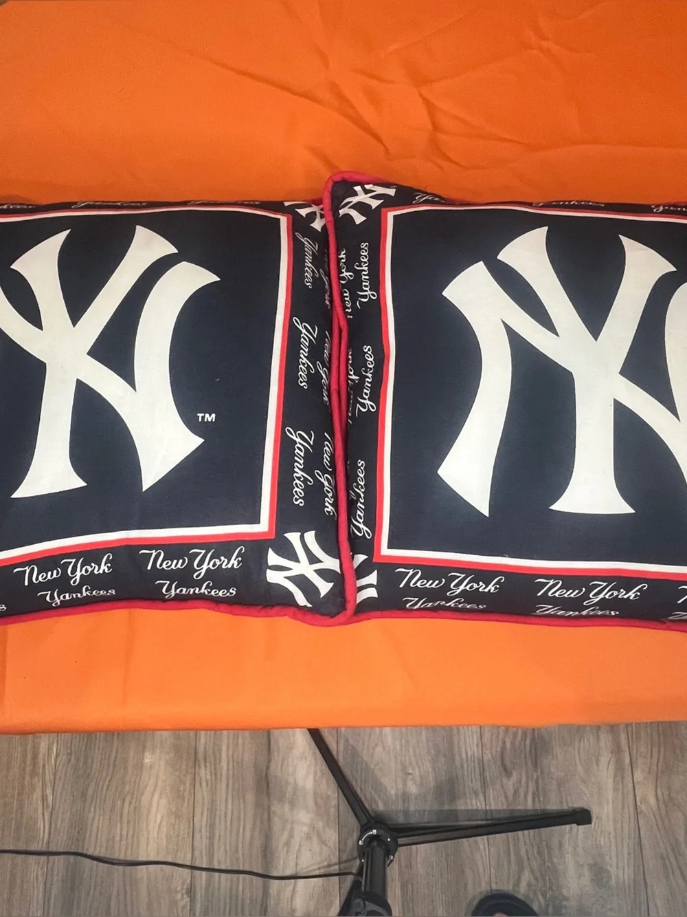 Homemade New York Yankees Navy Set  wThrow Pillows with Red Trim